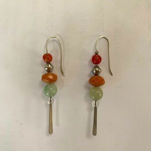 Multi semi precious stone and silver earrings.